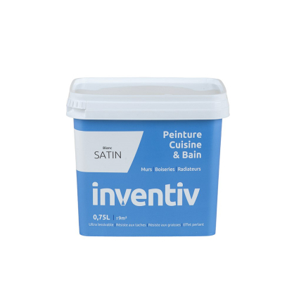 Peinture Cuisine & Bain blanc satiné 0,75 L INVENTIV