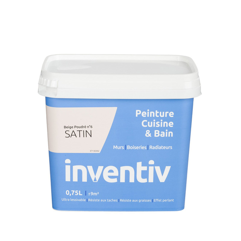 Peinture Cuisine & Bain beige poudré n°6 satiné 0,75 L INVENTIV