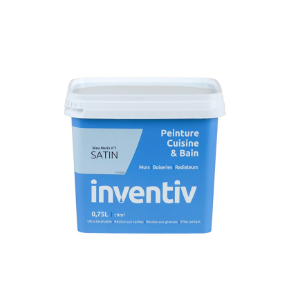 Peinture Cuisine & Bain bleu marin n°7 satiné 0,75 L INVENTIV