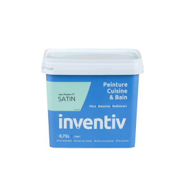 Peinture Cuisine & Bain vert prairie n°7 satiné 0,75 L INVENTIV