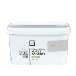 Peinture pour murs et boiseries beige C1 satiné 2,5 L INVENTIV