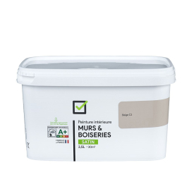 Peinture pour murs et boiseries beige C2 satiné 2,5 L INVENTIV