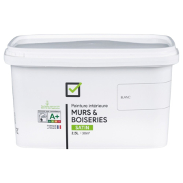 Peinture pour murs et boiseries blanc satiné 2,5 L INVENTIV