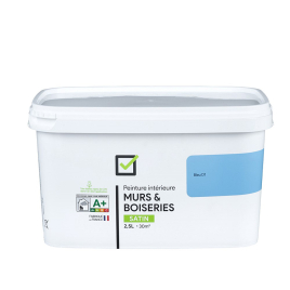 Peinture pour murs et boiseries bleu D1 satiné 2,5 L INVENTIV