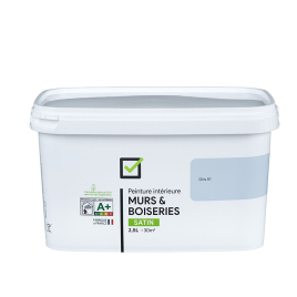 Peinture pour murs et boiseries gris A1 satiné 2,5 L INVENTIV