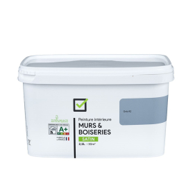 Peinture pour murs et boiseries gris A2 satiné 2,5 L INVENTIV