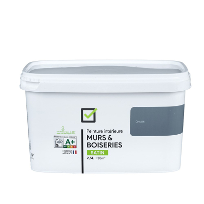 Peinture pour murs et boiseries gris A4 satiné 2,5 L INVENTIV