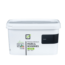 Peinture pour murs et boiseries noir A5 satiné 2,5 L INVENTIV