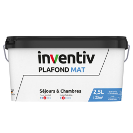 Peinture pour plafonds Séjours & Chambres blanc mat 2,5L INVENTIV