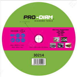 Disque diamant multi-fonctions V-Tech 230 x 22,23 x 4 mm PRO-DIAM