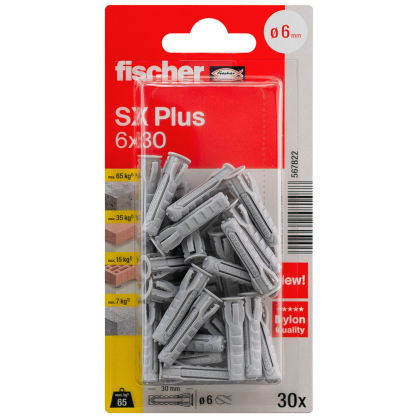 Cheville à expansion SX Plus Ø 6 x 30 mm 30 pièces FISCHER