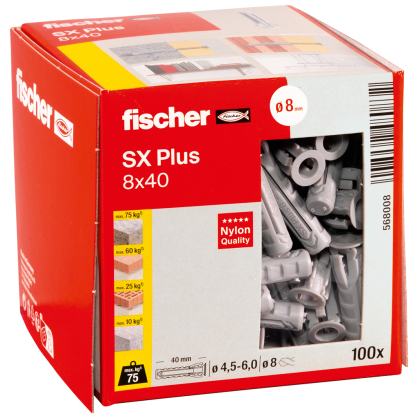 Cheville à expansion SX Plus Ø 8 x 40 mm 100 pièces FISCHER