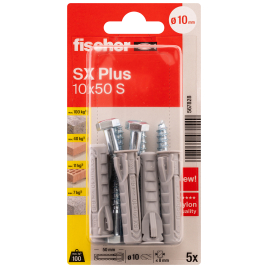 Cheville à expansion SX Plus Ø 10 x 50 mm avec vis 5 pièces FISCHER