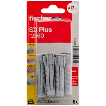 Cheville à expansion SX Plus Ø 12 x 60 mm 6 pièces FISCHER