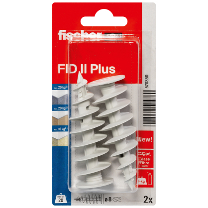 Cheville pour isolant FID II Plus Ø 28 x 80 mm 2 pièces FISCHER