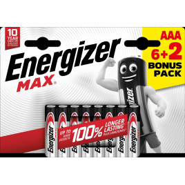 Pile alcaline AAA Max 6 + 2 gratuites ENERGIZER