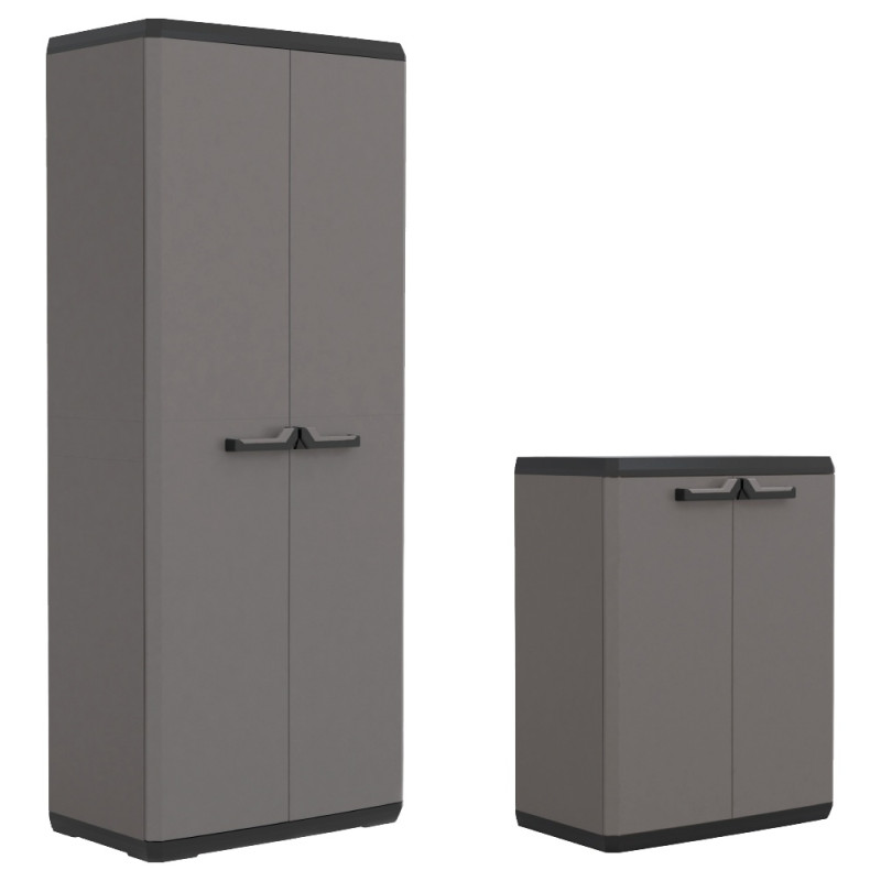 Armoire de rangement Piu gris et noir 2 pièces