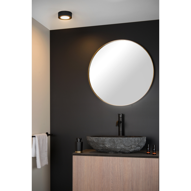 Plafonnier Led Pour Salle De Bain Brice Rond Noir Lm W Lucide