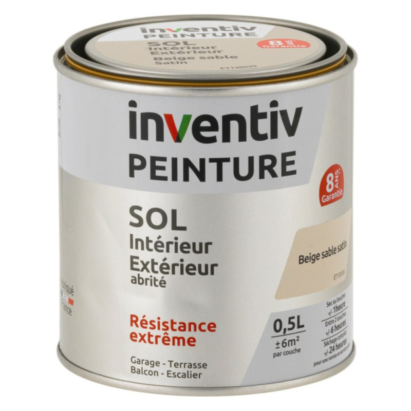 Peinture pour sol 8 ans beige sable satiné 0,5 L INVENTIV