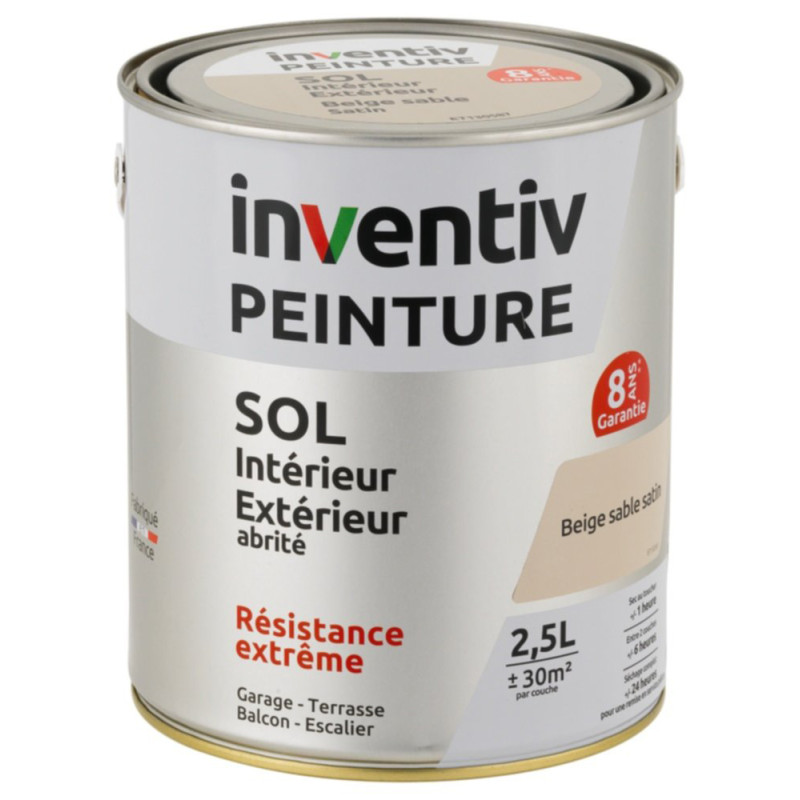 Peinture pour sol 8 ans beige sable satiné 2,5 L INVENTIV