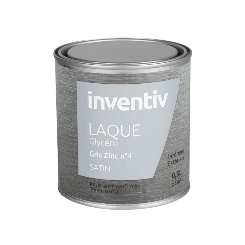 Laque Glycéro gris zinc satiné 0,5L INVENTIV