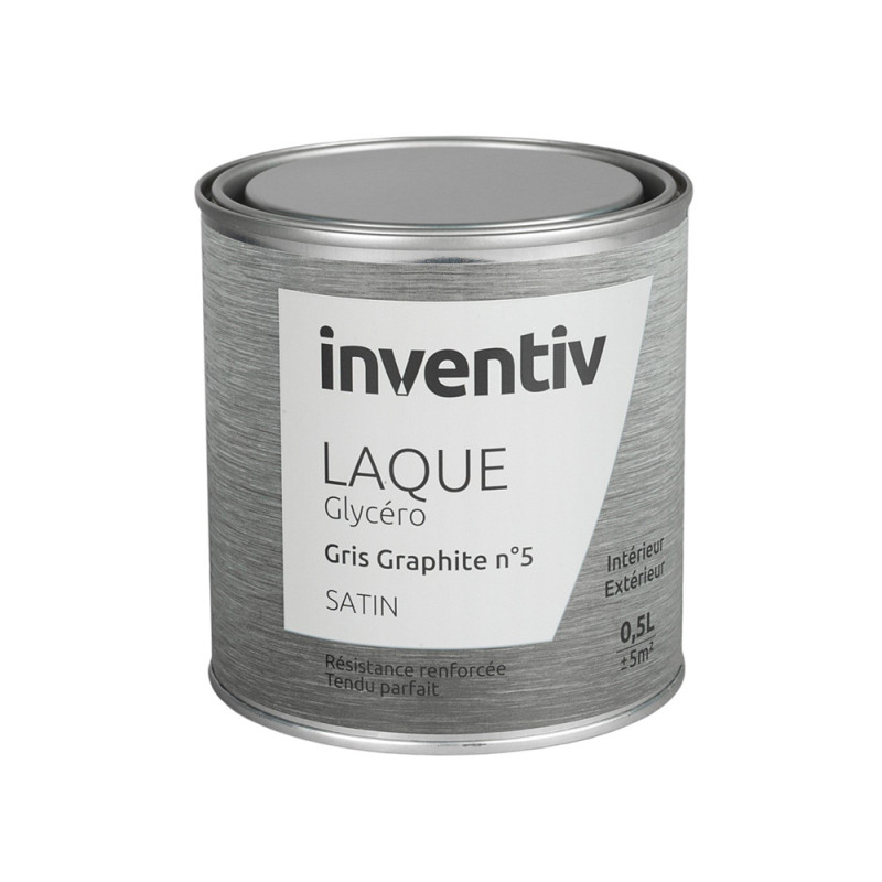 Laque Glycéro gris graphite satiné 0,5L INVENTIV