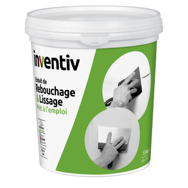 Enduit de rebouchage et lissage pâte 1,5 kg INVENTIV