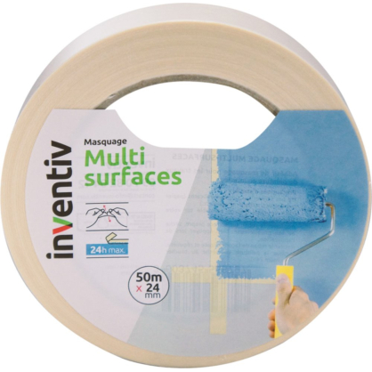 Ruban de masquage Multi surfaces 24 mm x 50 m INVENTIV