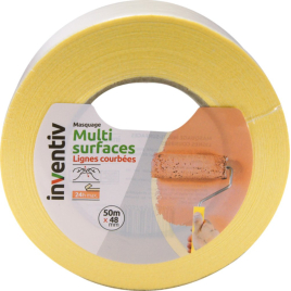 Ruban de masquage Multi surfaces lignes courbées 48 mm x 50 m INVENTIV