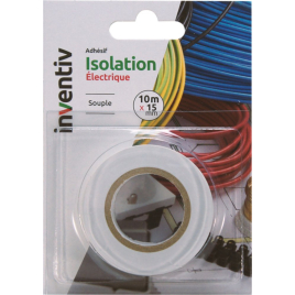 Ruban d'isolation électrique blanc 15 mm x 10 m INVENTIV