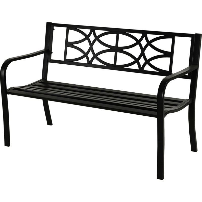 Banc de jardin en métal noir 127 x 60 x 80 cm