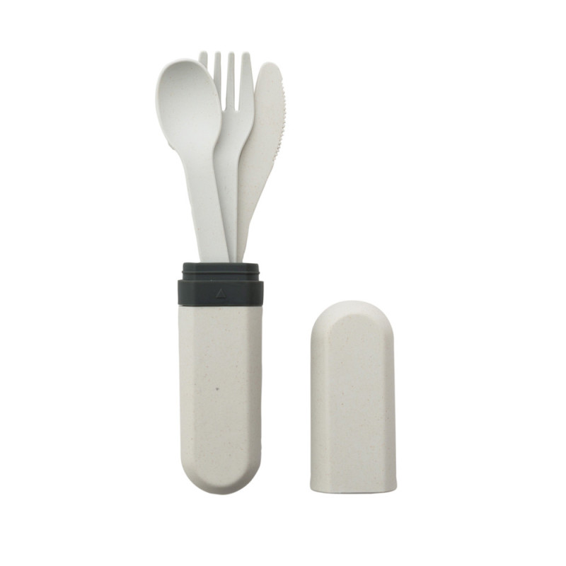 Set de couverts de camping gris clair 3 pièces