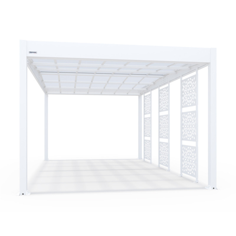 Carport en aluminium Libeccio blanc avec 3 claustras 16