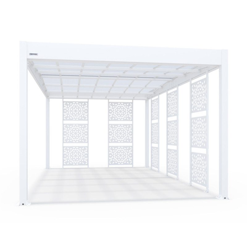 Carport en aluminium Libeccio blanc avec 5 claustras 16