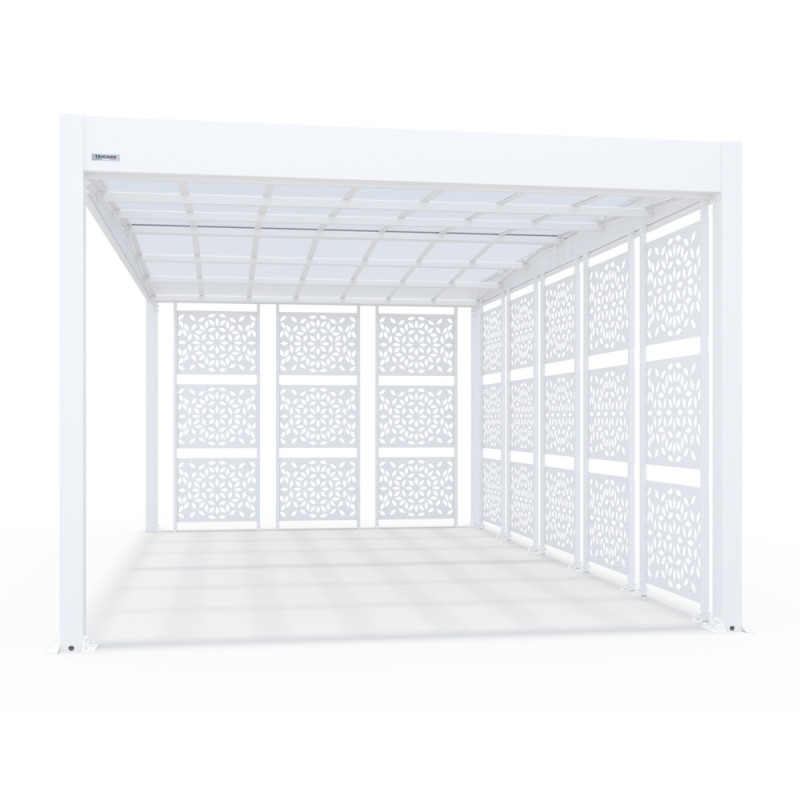 Carport en aluminium Libeccio blanc avec 8 claustras 16