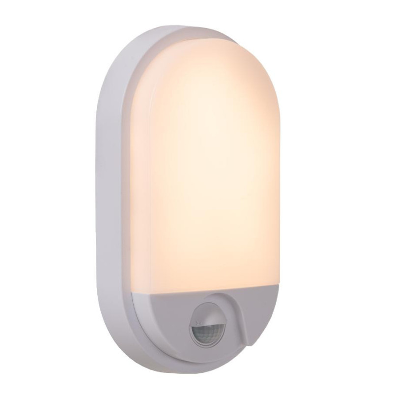 Applique extérieure LED Hups blanche ovale avec détecteur de mouvement 10 W LUCIDE