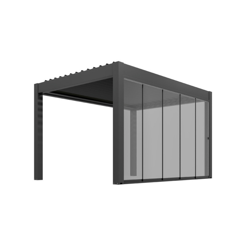 Paroi coulissante vitrée pour pergola Bioclimatique Capri anthracite 3 x 2