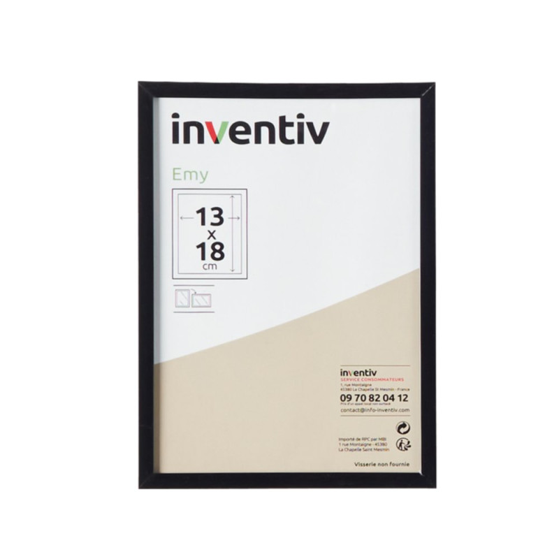 Cadre PVC noir 13 x 18 cm INVENTIV