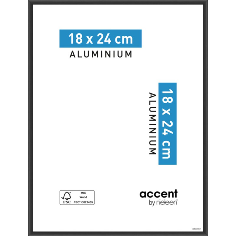 Cadre Accent aluminium noir 18 x 24 cm