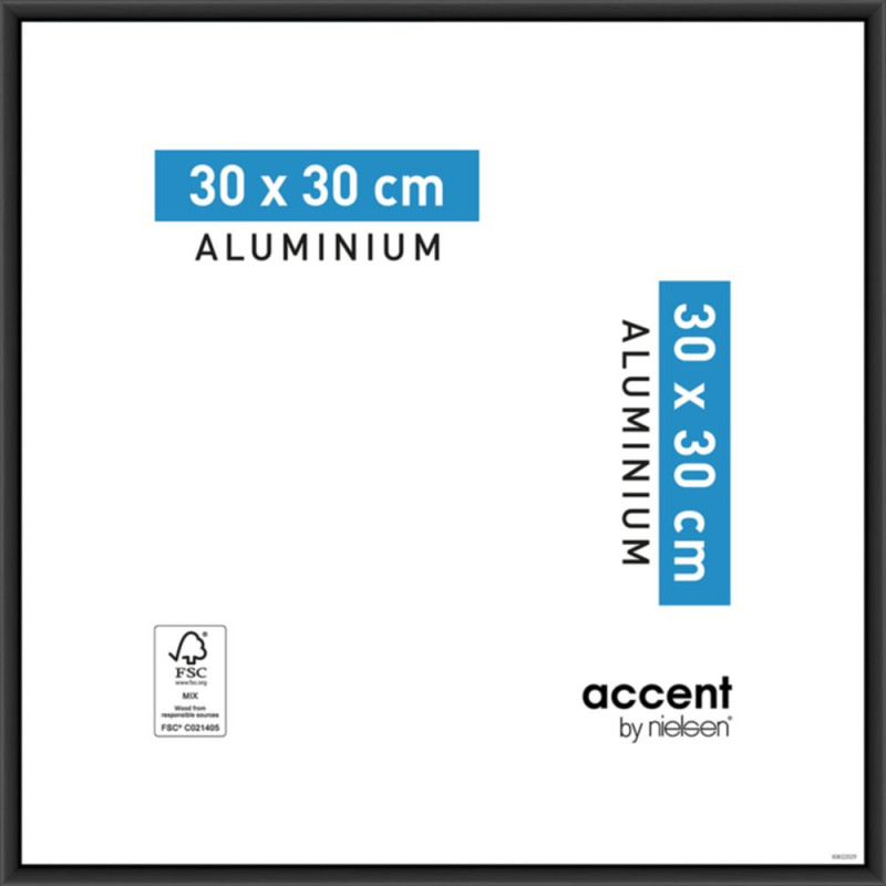 Cadre Accent aluminium noir 30 x 30 cm