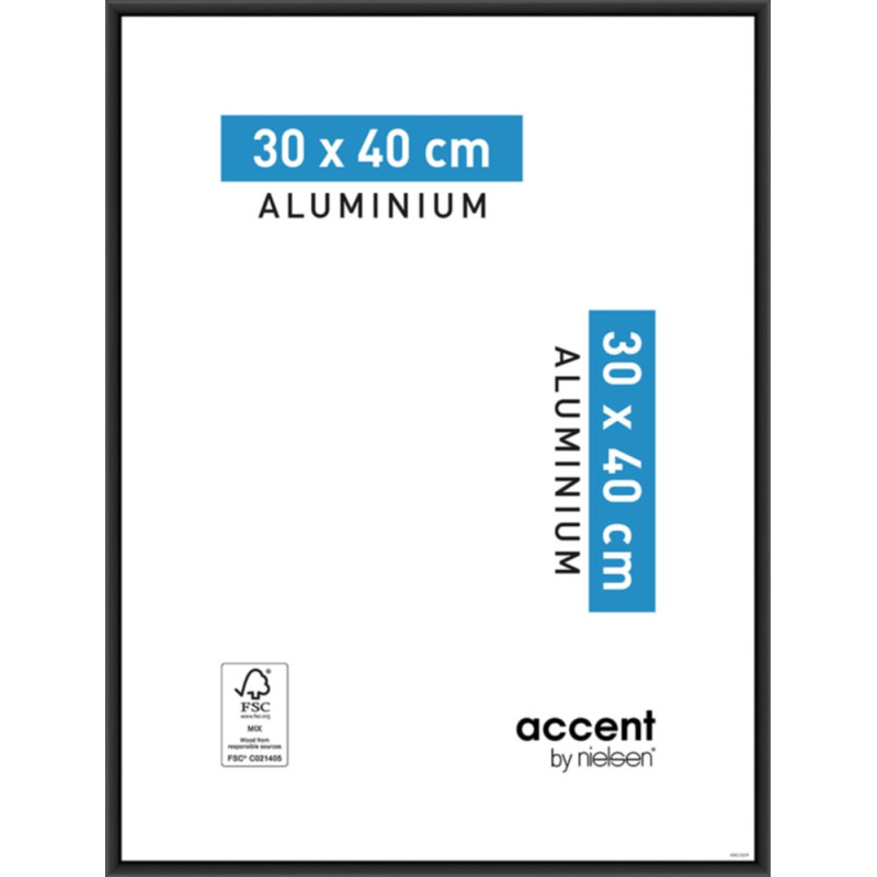 Cadre Accent aluminium noir 30 x 40 cm