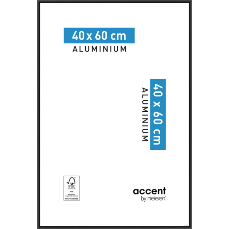 Cadre Accent aluminium noir 40 x 60 cm