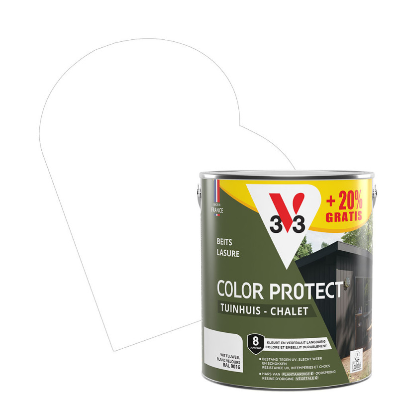 Lasure pour chalet Color Protect blanc 2,5 L + 0,5 L gratuit V33