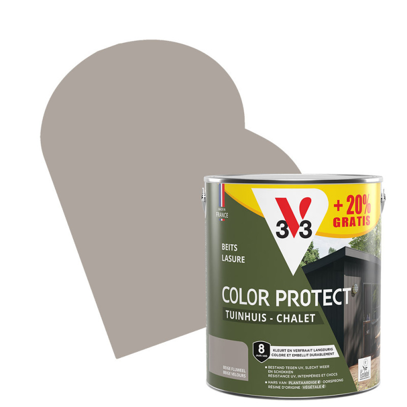 Lasure pour chalet Color Protect beige 2,5 L + 0,5 L gratuit V33