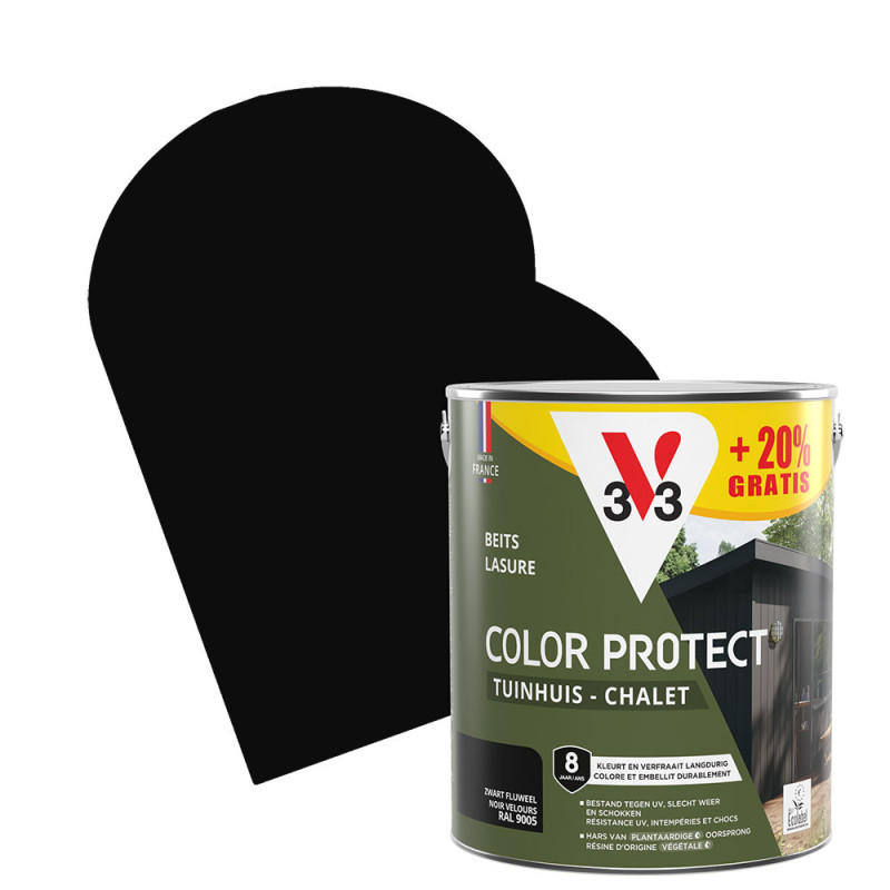 Lasure pour chalet Color Protect noir 2,5 L + 0,5 L gratuit V33