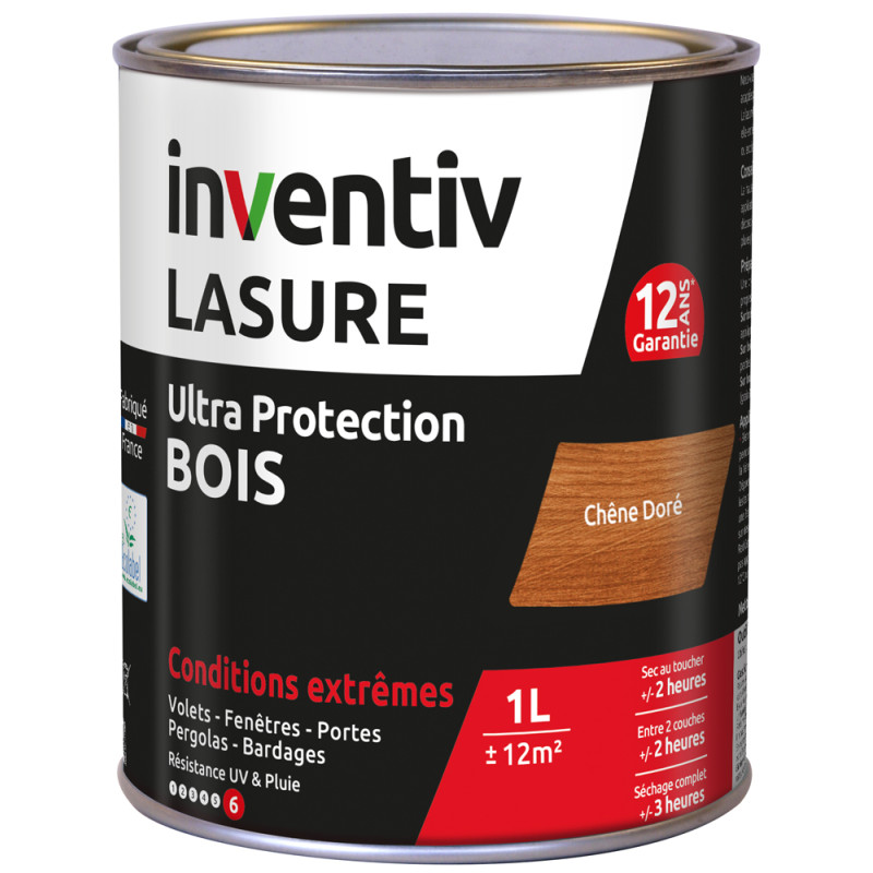 Lasure pour bois Ultra Protection chêne doré 1 L INVENTIV