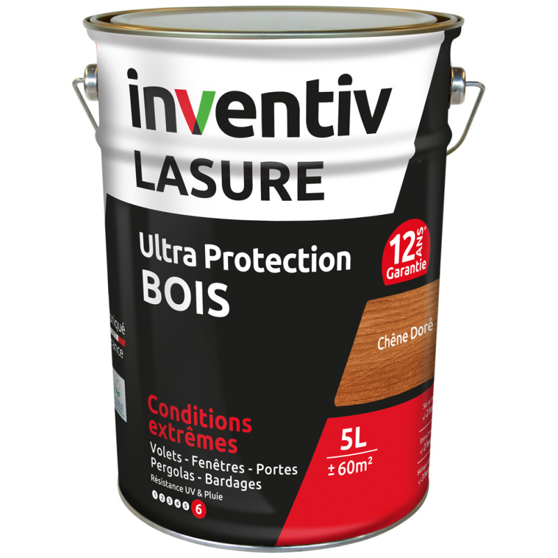 Lasure pour bois Ultra Protection chêne doré 5 L INVENTIV