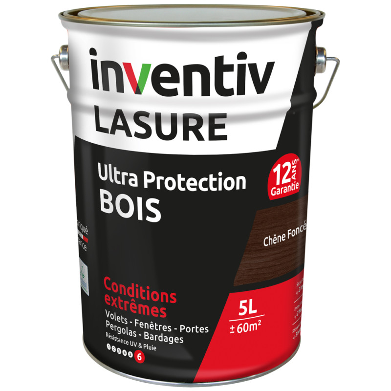 Lasure pour bois Ultra Protection chêne foncé 5 L INVENTIV