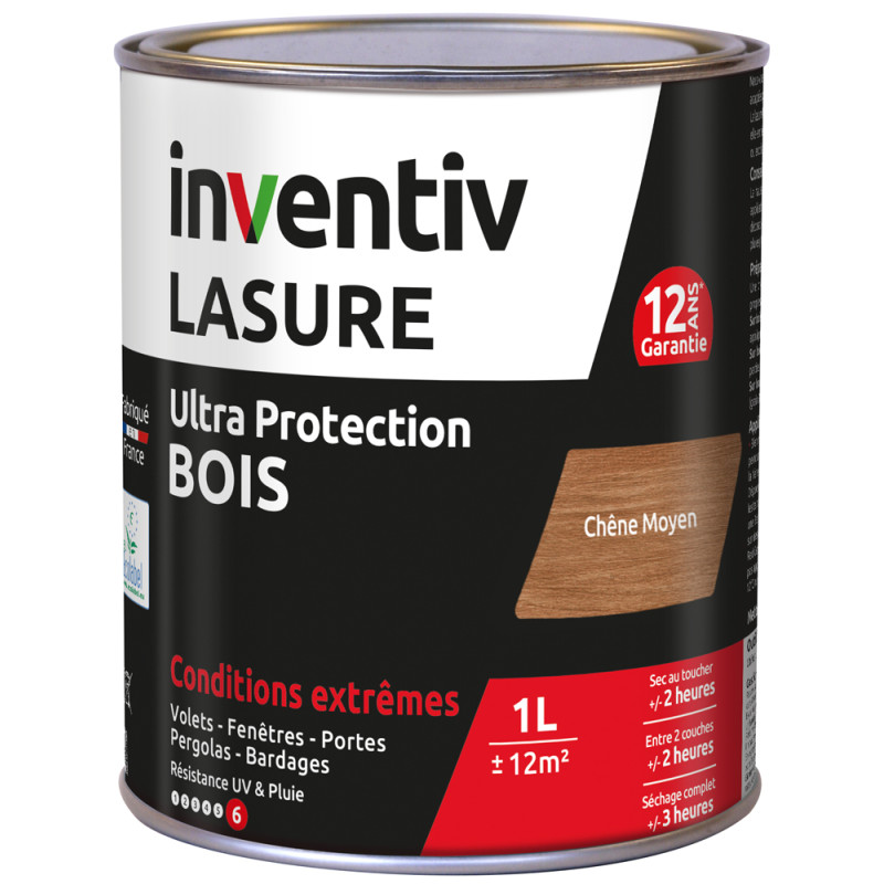 Lasure pour bois Ultra Protection chêne moyen 1 L INVENTIV