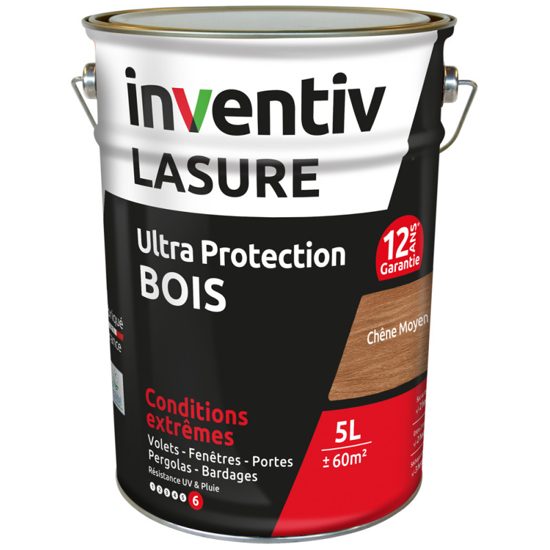 Lasure pour bois Ultra Protection chêne moyen  5 L INVENTIV